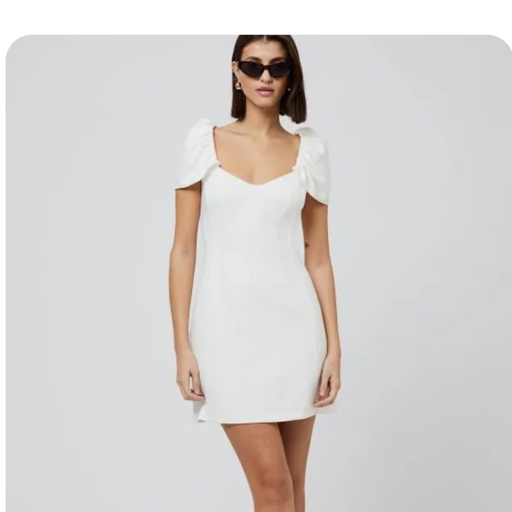 French Connection White Ruched Sheath Mini Dress